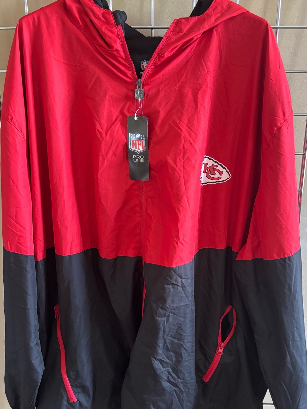 NFL Pro Line Kansas City Chiefs Hooded Windbreaker 6XL Full Zip Lined Zip Pocket